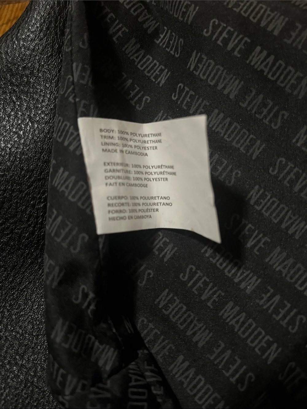Steve Madden Classic Black Faux Leather Large Clutch Cosmetic Pouch